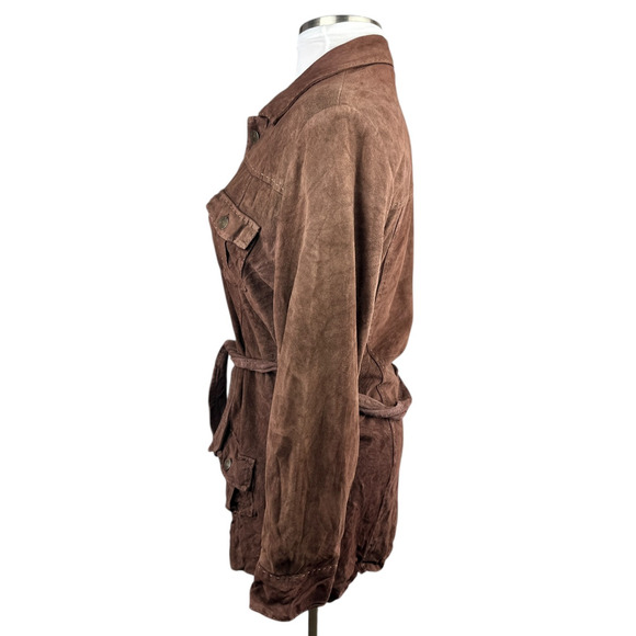Lilly Pulitzer Soft Lamb Suede Jacket Brown Belted Button Lined XL Rare HTF - Picture 12 of 16
